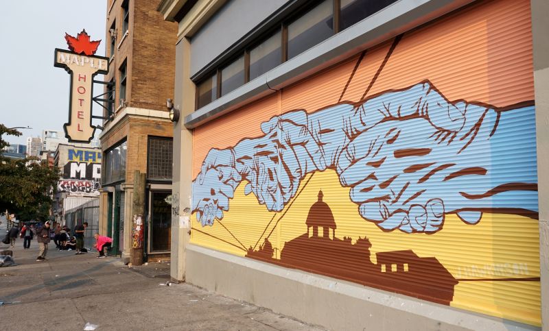 Nothing For Us Without Us mural on East Hastings Street